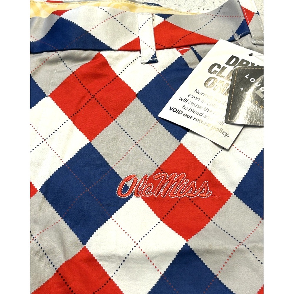 NWT Ole‎ Miss Rebels Loudmouth Golf Shorts Mens 30 Red Blue Plaid NCAA Logo 9''